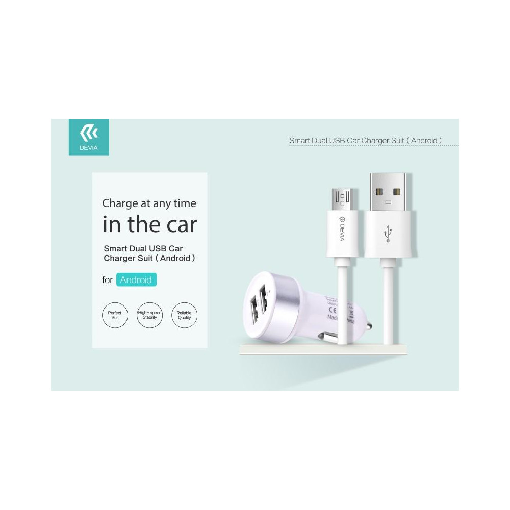 Suit Carica da Auto e Dati M-USB Smartphone Android Bianco