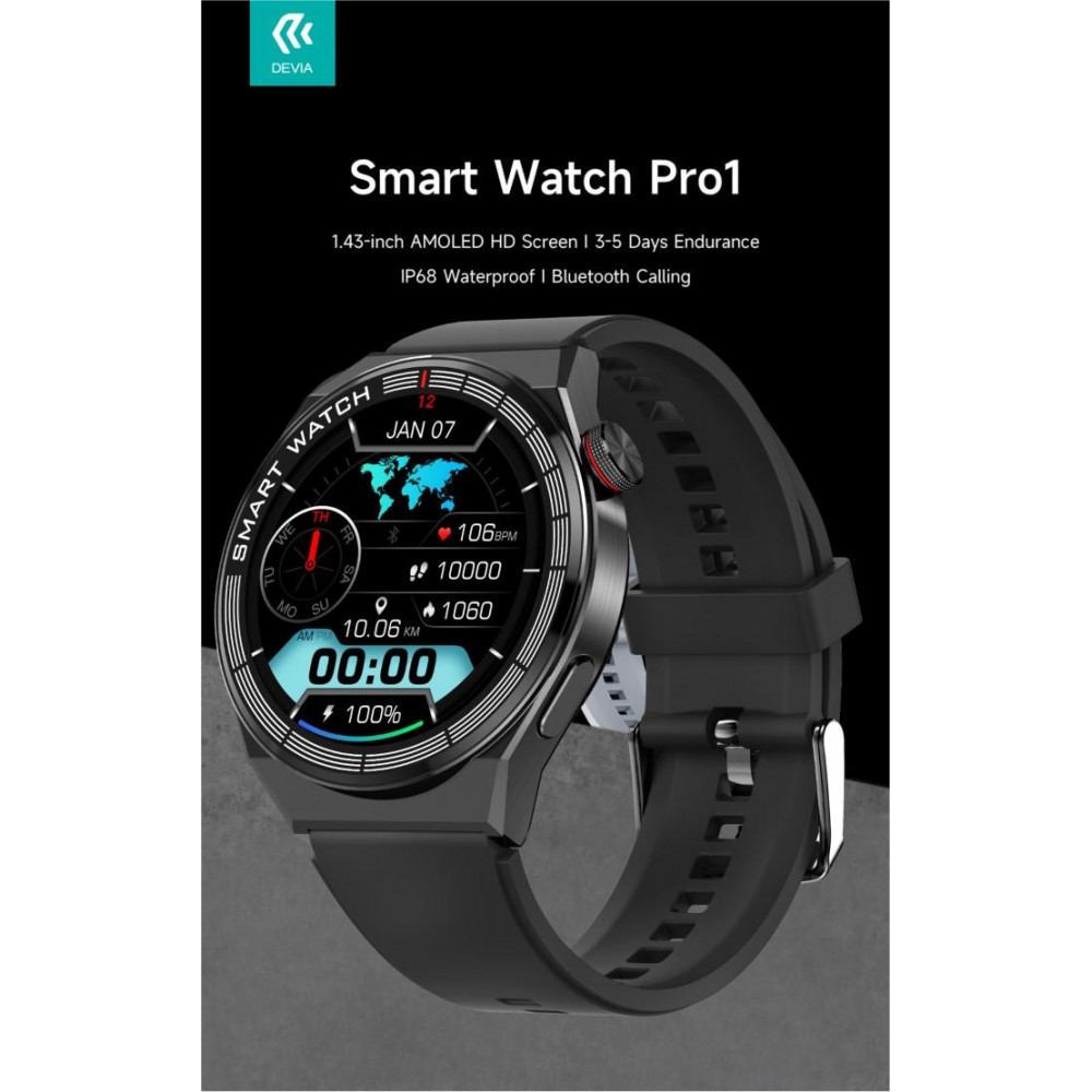 DEVIA Smart Watch Pro1 EM705 IP68 Display Amoled HD Nero