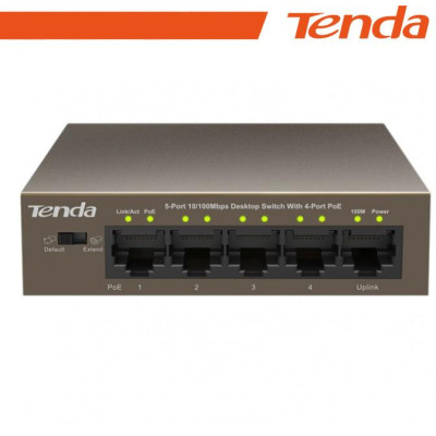 Tenda Switch Desktop 5 Porte 10/100 con 4 Porte PoE - TEF1105P-4-63W