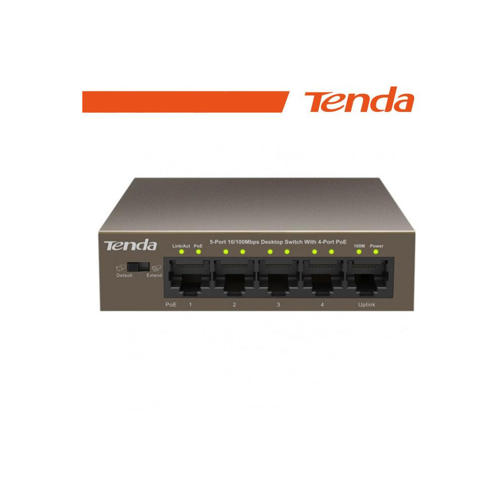 Tenda Switch Desktop 5 Porte 10/100 con 4 Porte PoE - TEF1105P-4-63W