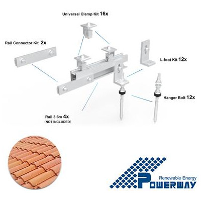 Kit montaggio 6 moduli x tetti a tegola - escluso binario