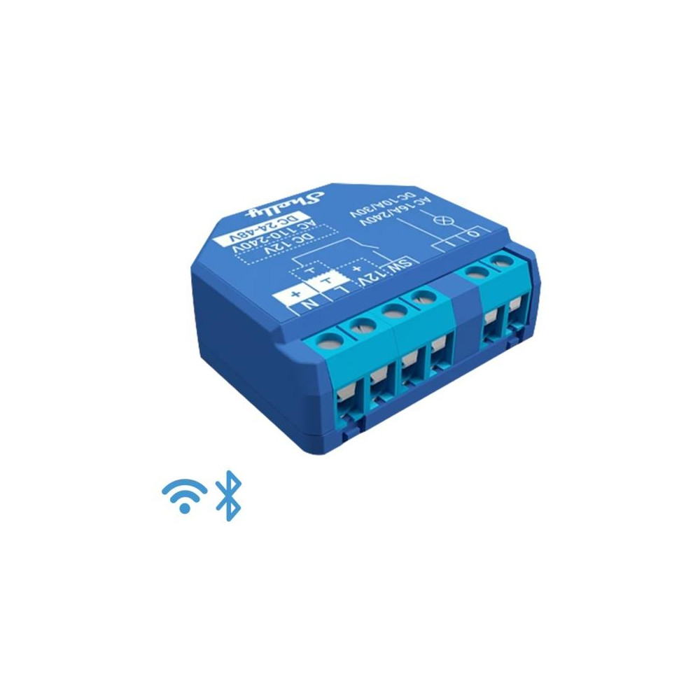 Shelly Plus 1 -Smart Relay 16A  AC/DC WiFi/BT + cont. pulito