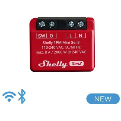 Shelly Mini 1PM Gen 3  - Smart Relay 8A AC WiFi/BT + PM