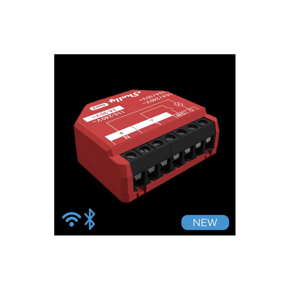 Shelly 1PM Gen 3 - Smart Relay 16A  AC/DC WiFi/BT PM