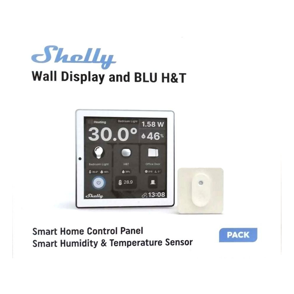 Shelly Wall Display + Sensore H&T - Pannello con Display touch Bianco