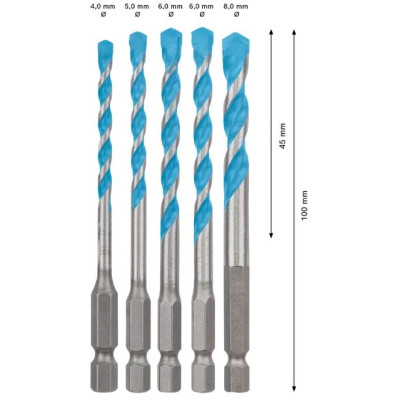 Set punte universali HEX-9 Multi Construction, 5pz (Ø4-8 mm)