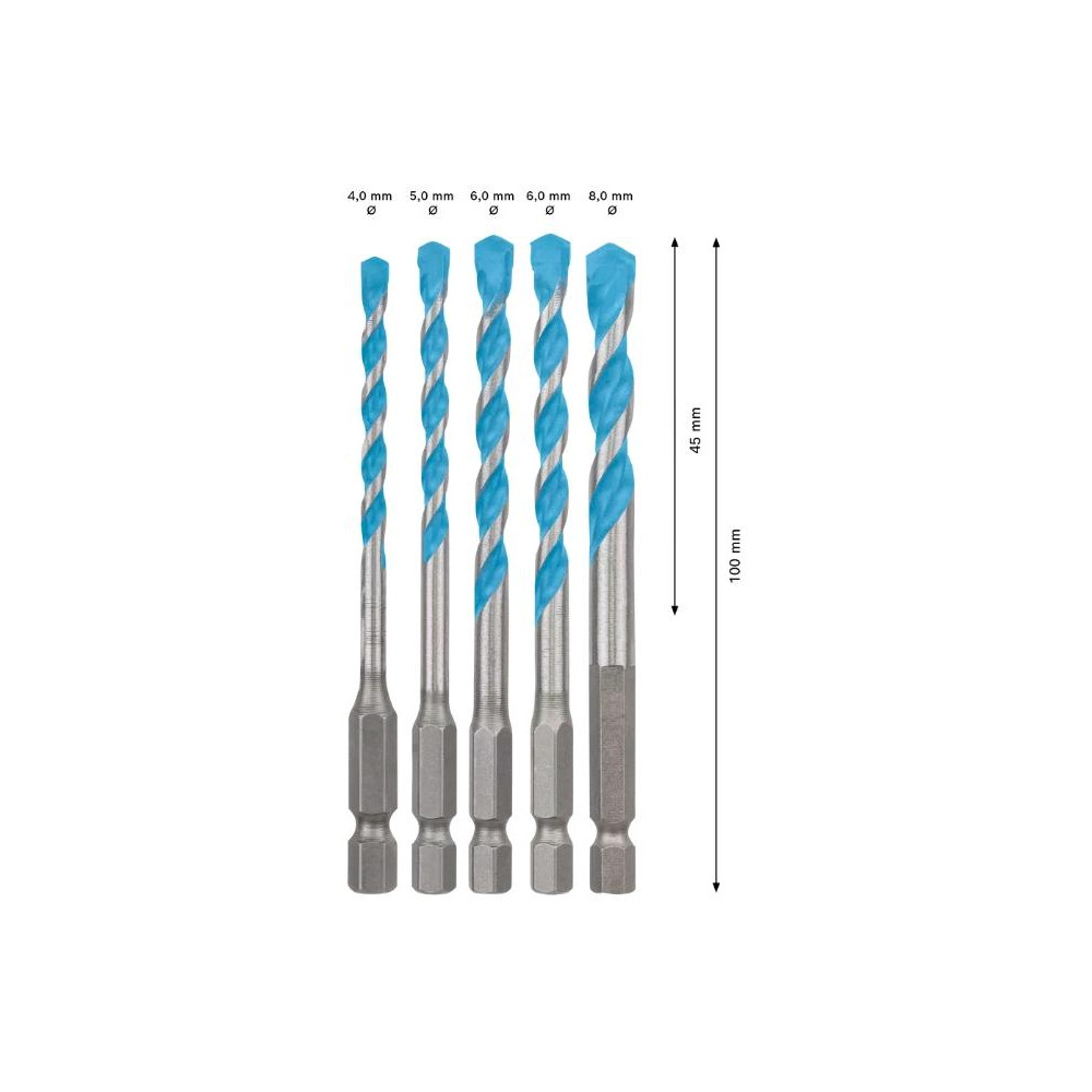 Set punte universali HEX-9 Multi Construction, 5pz (Ø4-8 mm)