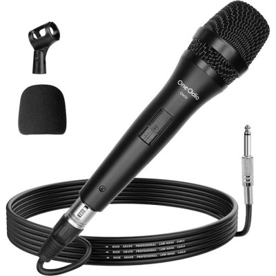 OneOdio ON55 Microfono Dinamico Cardioide con Cavo XLR da 5m e Supporto per Clip