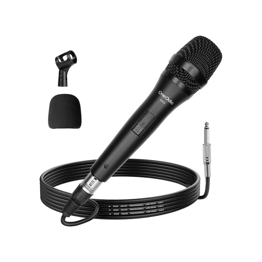 OneOdio ON55 Microfono Dinamico Cardioide con Cavo XLR da 5m e Supporto per Clip