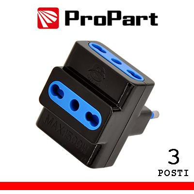 Adattatore 3pos bipasso spina16A nero