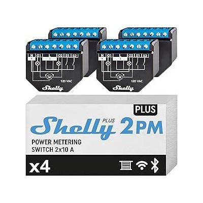 Shelly Plus 2PM - FOUR PACK Smart Relay Tapparelle 16A AC/DC WiFi + PM