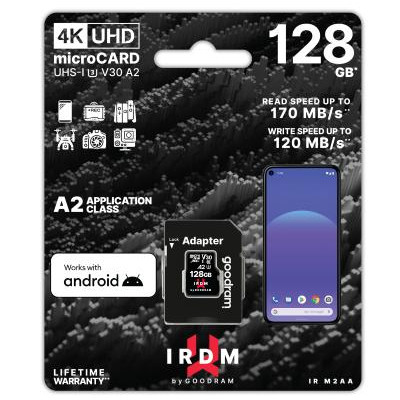 microSD IRDM by GOODRAM 128GB UHS I U3 A2 + adapter