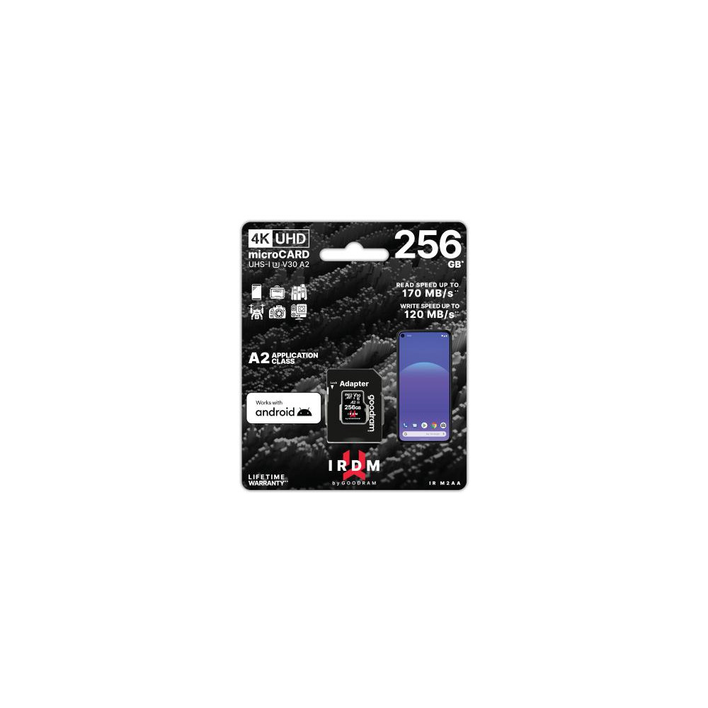 microSD IRDM by GOODRAM 256GB UHS I U3 A2 + adapter