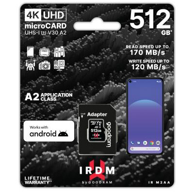 microSD IRDM by GOODRAM 512GB UHS I U3 A2 + adapter