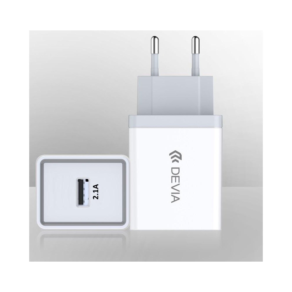 Carica Batterie Devia da muro 2.1 A. 1 Out USB 10.5W Bianco