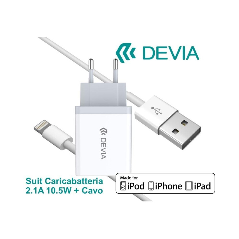 Suit Carica Batteria 2,1A e Cavo lightning iOS Apple MFI