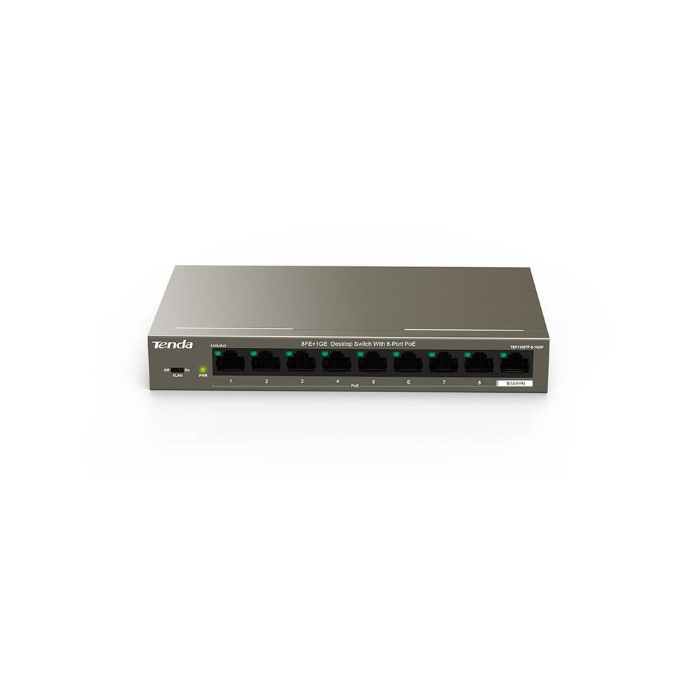 Switch 8 porte PoE + 1 porta Gbit Tenda TEF1109TP-8-102W