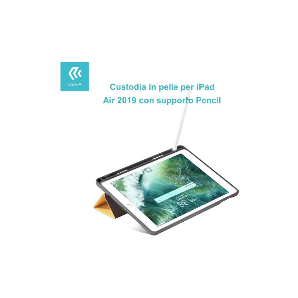 Custodia in pelle per iPad Air 2019 con supporto Pencil Nera