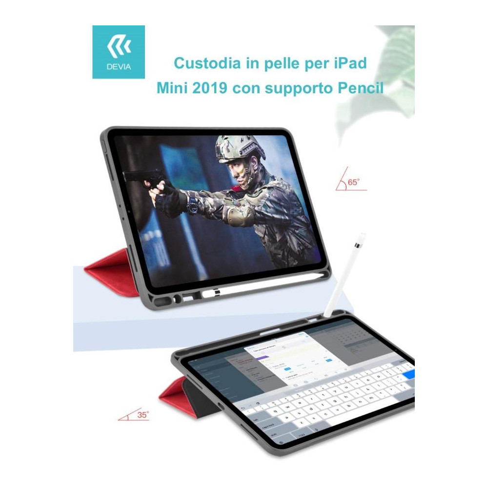 Custodia pelle per iPad Mini 2019 con supporto Pencil Nera