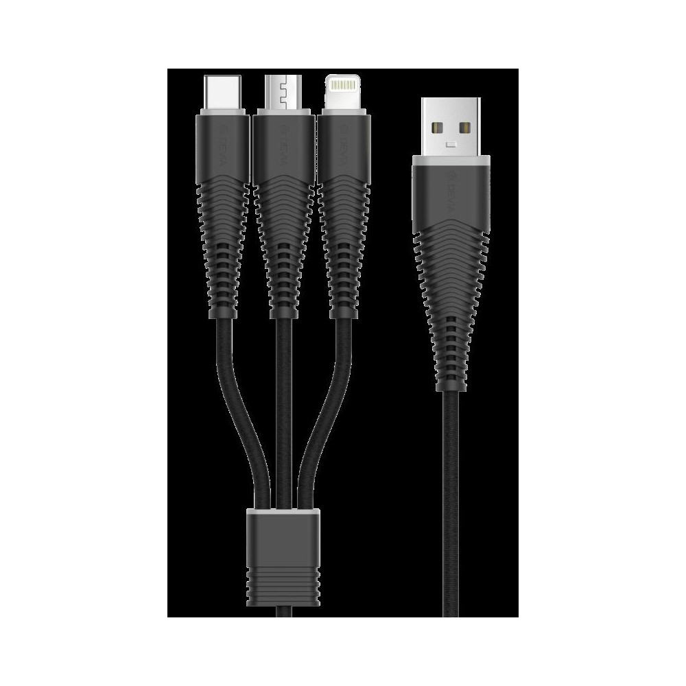 Cavo Fish 1 Devia 3 in 1 Apple iOS & Android C + M-Usb Nero