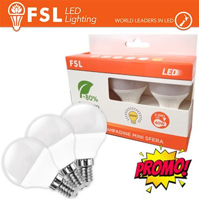 Lampada Mini Sfera E14: Confezione PROMO 3PACK - 6W 3000K