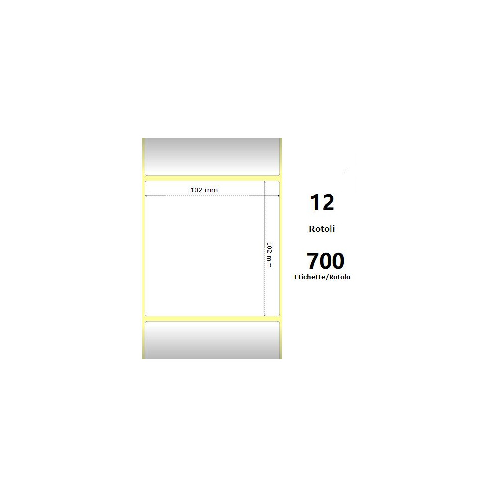 White 102x102mm, 700 Et/Rotolo Z-1000D,4x4x1 Core ,12 Rolls