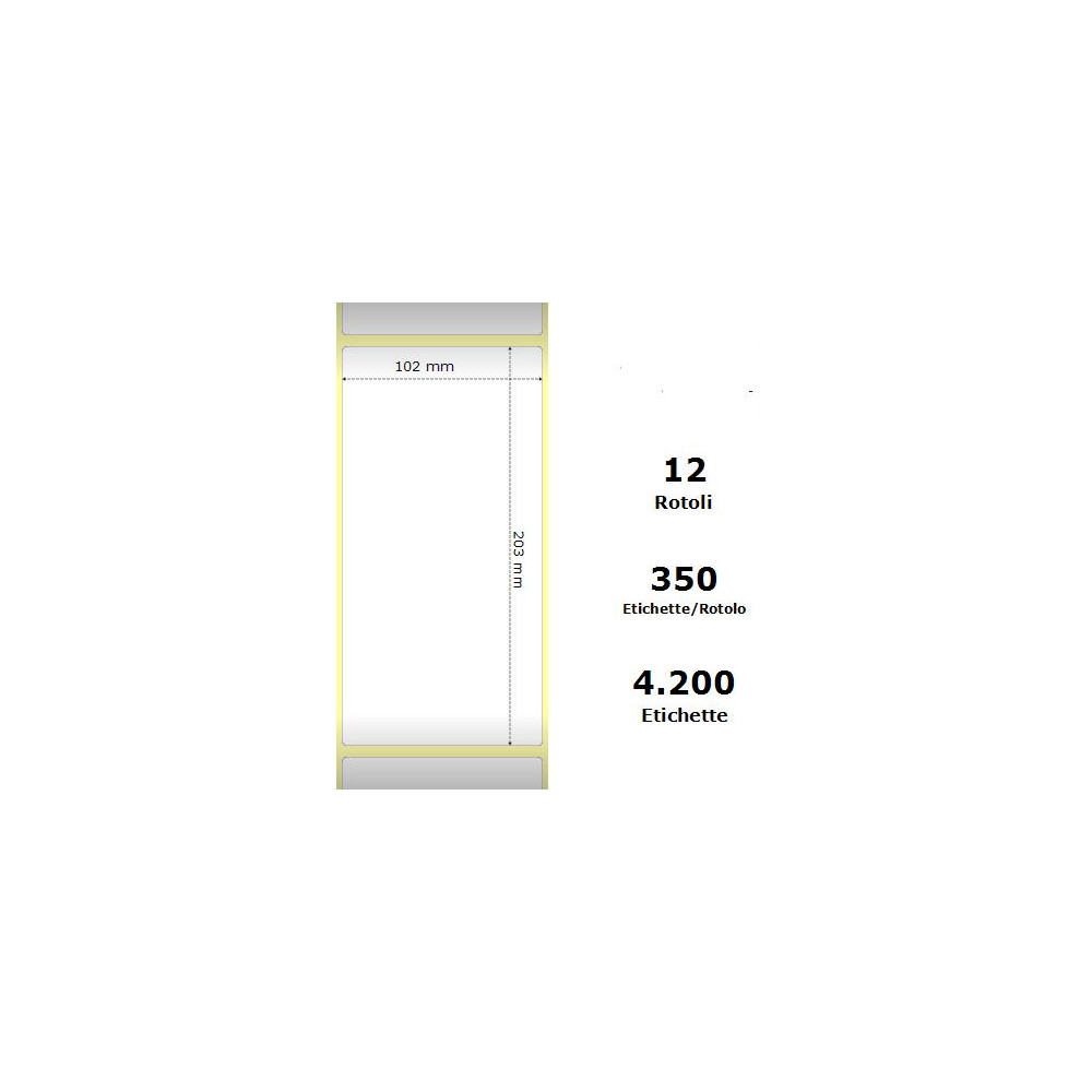 White 102x203mm, 350 Et/Rotolo Z-1000D,4x8x1 Core ,12 Rolls