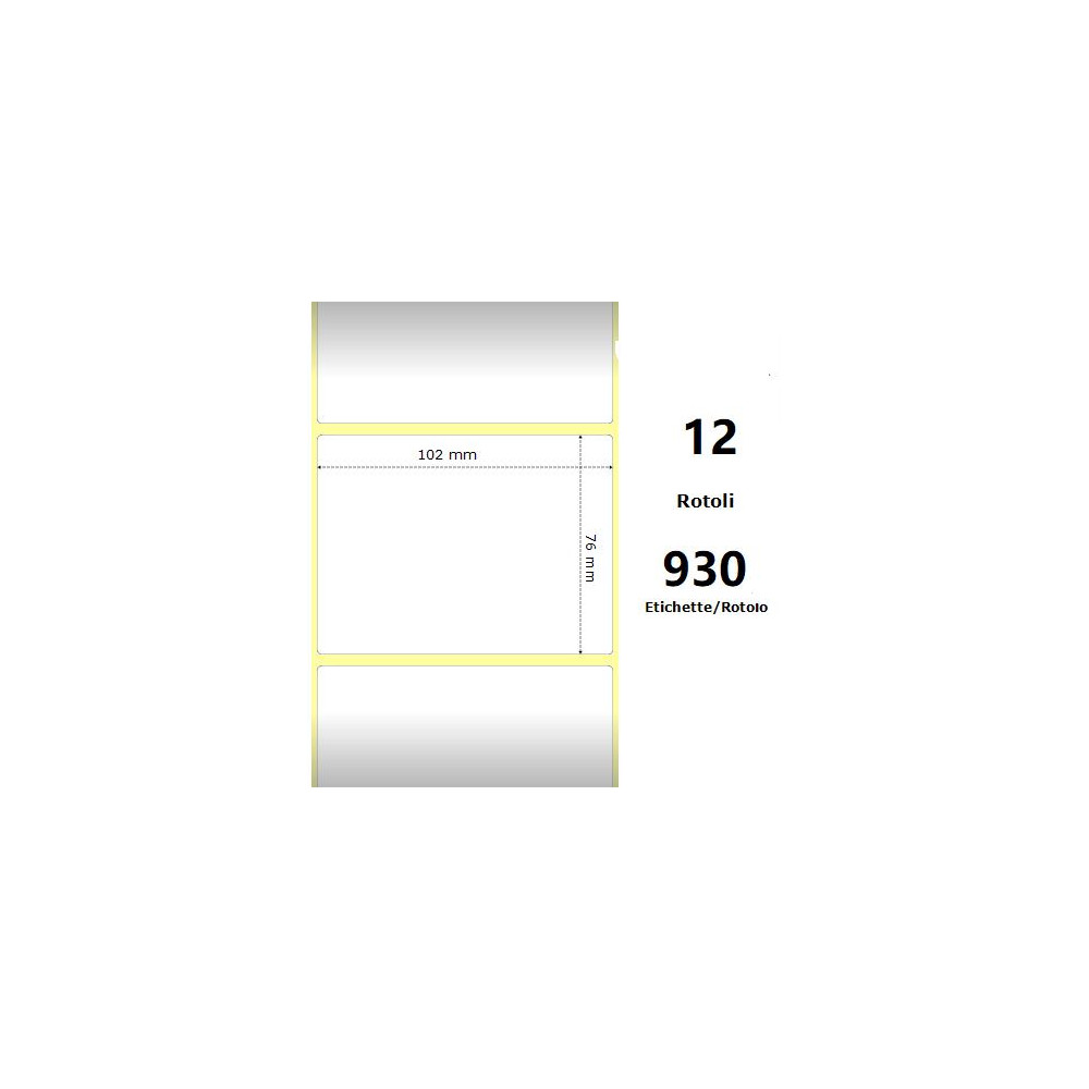 White 102x76mm, 930 Et/Rotolo Z-1000D,4x3x1 Core ,12 Rolls