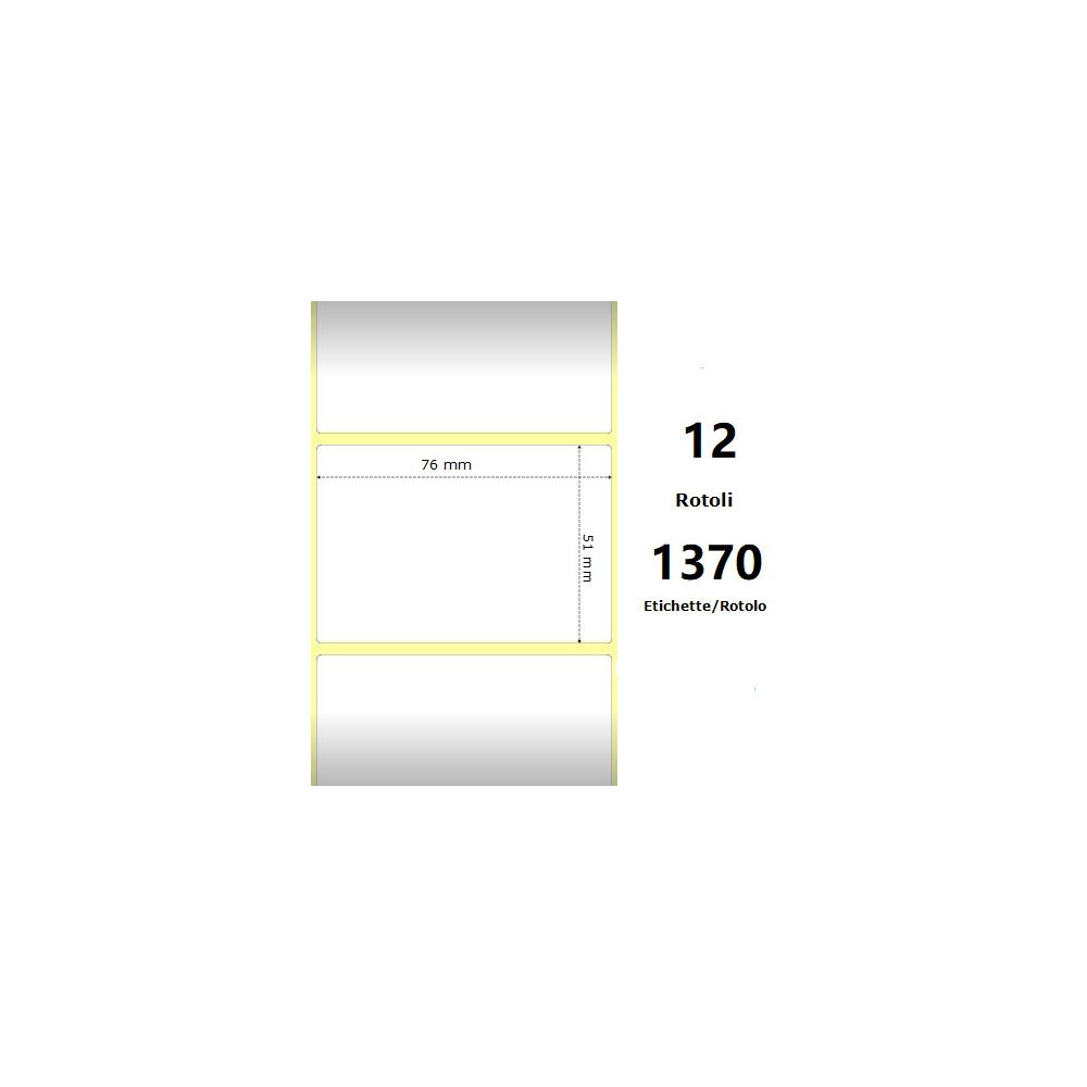 White 76x51mm,1370 Et/Rotolo Z-1000D, 3x2x1 Core ,12 Rolls