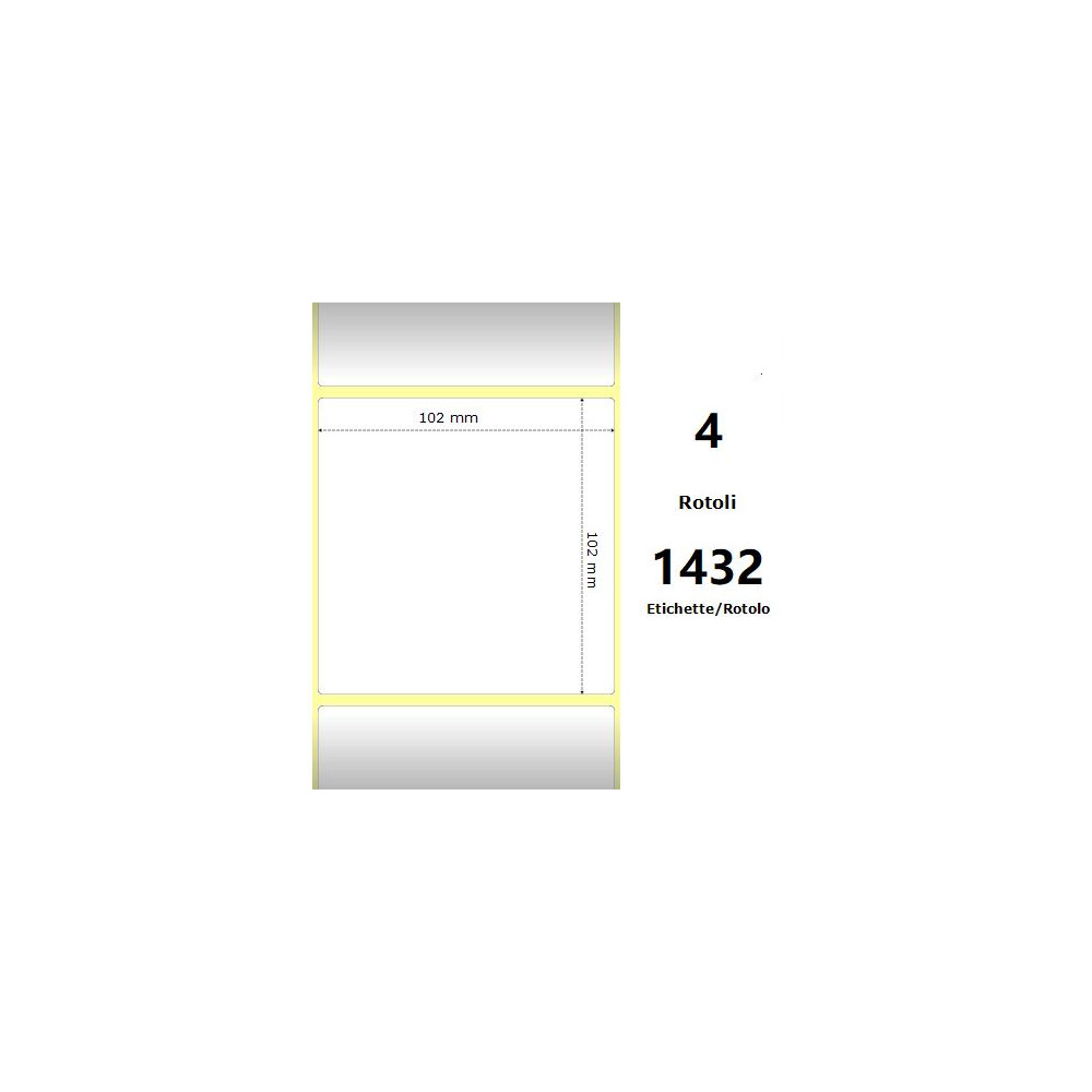 White 102x102mm,1432 Et/Rotolo Z-1000D, 4x4x3 Core ,4 Rolls