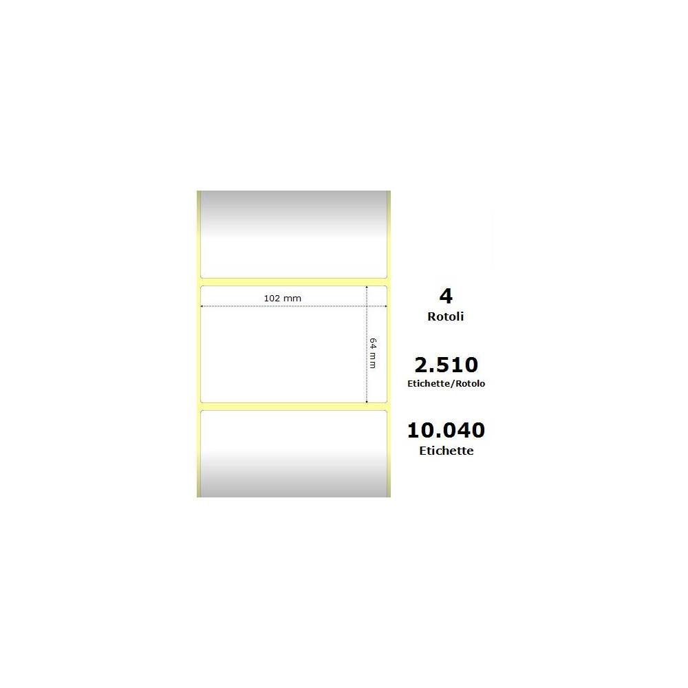 White 102x63.5mm,2510Et/Rotolo Z-1000D, 4x2.5x3Core ,4 Rolls