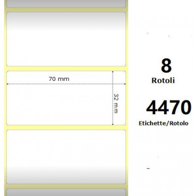 White 70x32mm,4470 Et/Rotolo Z-1000D,2.8x1.3x3 Core,8 Rolls