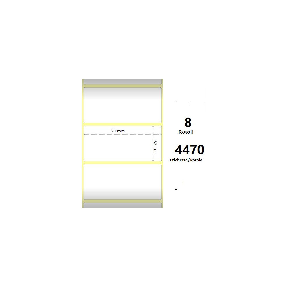 White 70x32mm,4470 Et/Rotolo Z-1000D,2.8x1.3x3 Core,8 Rolls