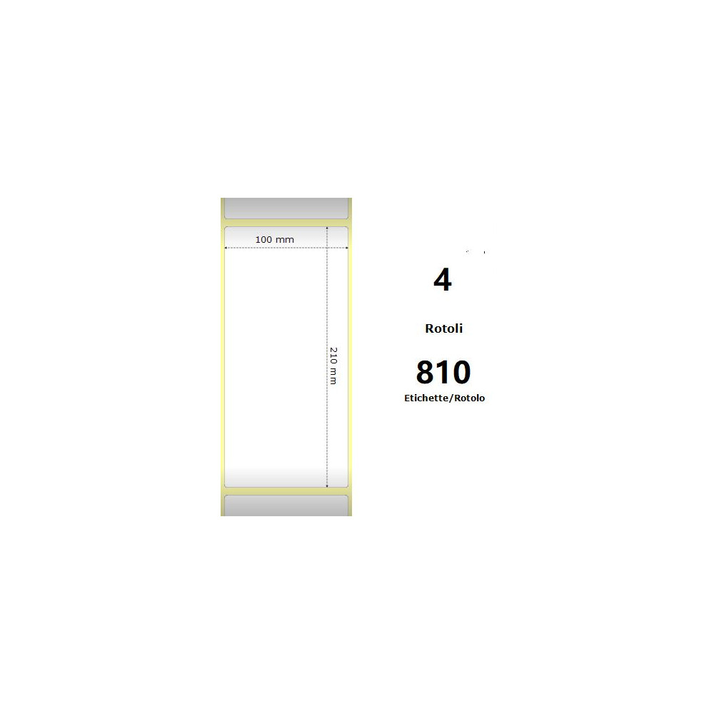 White 100x210mm,810 Et/Rotolo Z-1000D,3.9x8.3x3 Core,4 Rolls