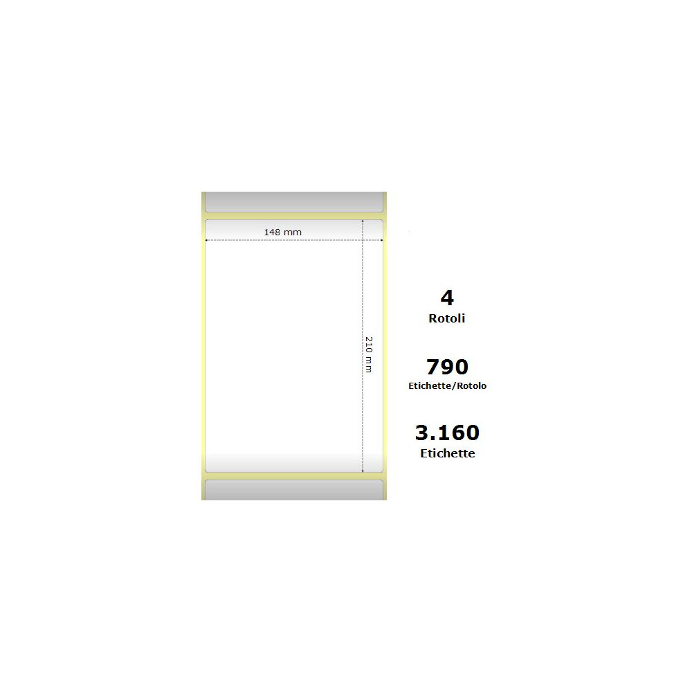 White 148x210mm,790 Et/Rotolo Z-1000D,5.8x8.3x3Core, 4 Rolls