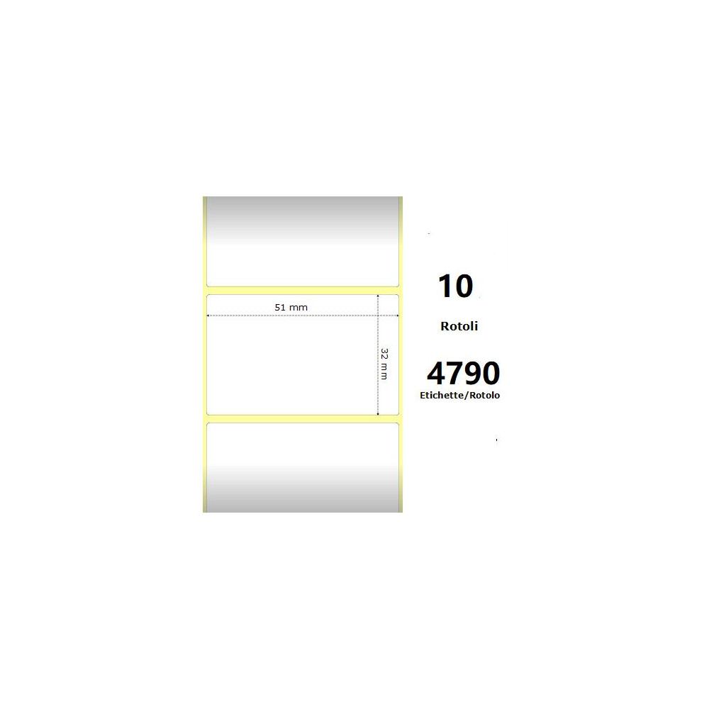 White 51x32mm,4790 Et/Rotolo Z-1000D, 2x1.3x3 Core, 10 Rolls