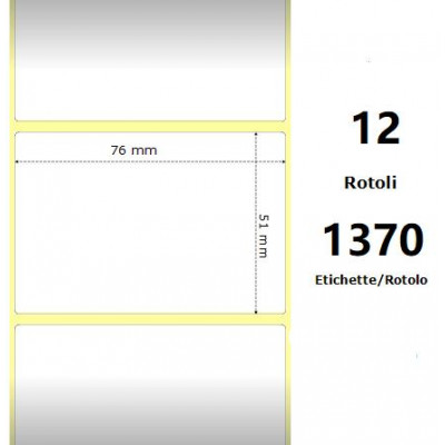 White 76x51mm, 1370 Et/Rotolo Z-2000D, 3x2x1 Core, 12 Rolls