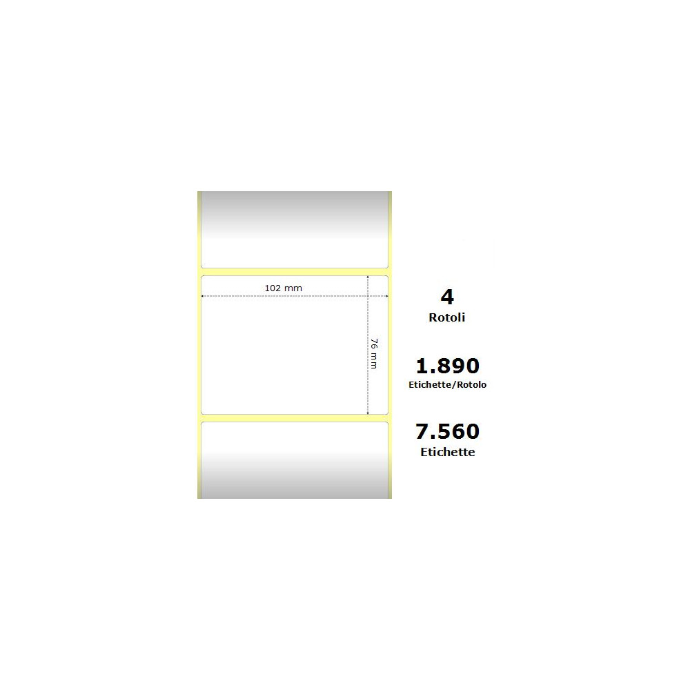 White 102x76mm,1890 Et/Rotolo Z-2000D, 4x3x3 Core, 4 Rolls