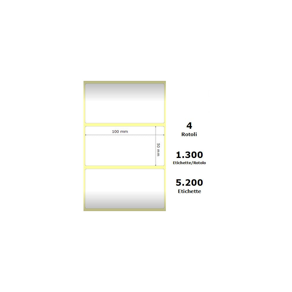 White 100x50mm,1300 Et/Rotolo Z-2000D,3.9x2x1 Core, 4 Rolls